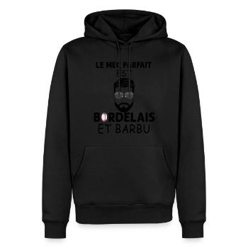 Bordelais et barbu Et Rugbyman Cadeau Homme - Sweat à capuche Premium bio Homme - noir - Devant - Nico (187cm)