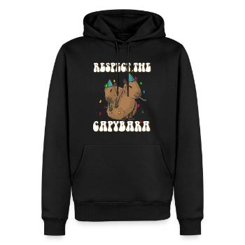 Compleanno Capybara detto divertente - Felpa con cappuccio ecologica premium da uomo - nero - Fronte - Nico (187cm)