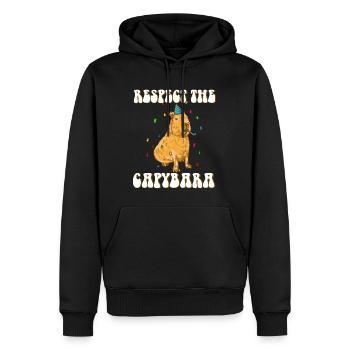Compleanno Capybara detto divertente - Felpa con cappuccio ecologica premium da uomo - nero - Fronte - Nico (187cm)
