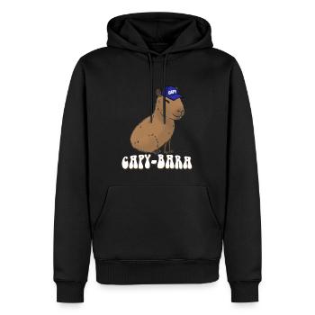 Capybara drôle en disant Capy Bara - Sweat à capuche Premium bio Homme - noir - Devant - Nico (187cm)