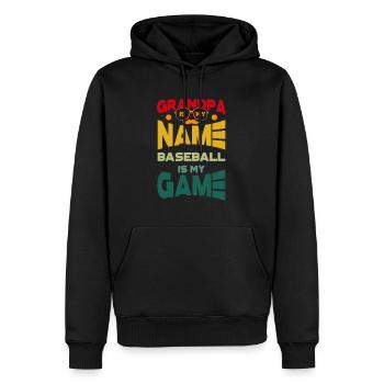 Grand-père est mon nom Le baseball est mon jeu - Sweat à capuche Premium bio Homme - noir - Devant - Nico (187cm)