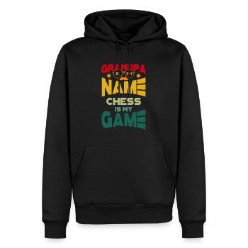 Grandpa Is My Name Chess Is My Game Schachspieler - Männer Premium Bio Hoodie - Schwarz - Vorne - Nico (187cm)