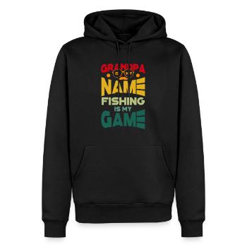 Grand-père est mon nom La pêche est mon jeu - Angeln - Sweat à capuche Premium bio Homme - noir - Devant - Nico (187cm)