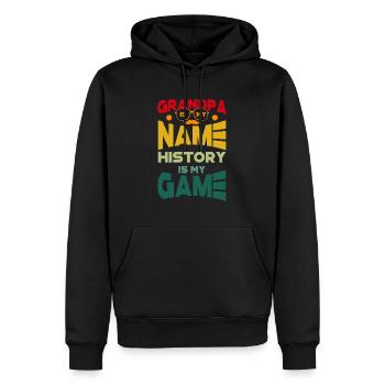 Grandpa Is My Name History Is My Game - Men’s Premium Organic Hoodie - black - Front - Nico (187cm)