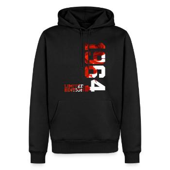 62E ANNIVERSAIRE 62 ANS ÉDITION LIMITÉE 1964 - Sweat à capuche Premium bio Homme - noir - Devant - Nico (187cm)