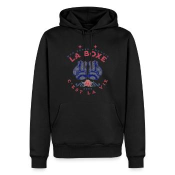 "Mon pouvoir? La Boxe, ma vraie passion!" - Sweat à capuche Premium bio Homme - noir - Devant - Nico (187cm)