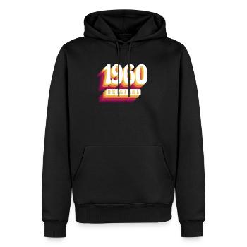 1960 Original. Cool anniversaire Idée cadeau - Sweat à capuche Premium bio Homme - noir - Devant - Nico (187cm)
