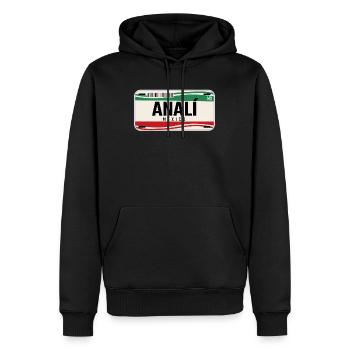 Anali Personalisierte mexikanische Fahrzeugkennzeichen mit Namen - Männer Premium Bio Hoodie - Schwarz - Vorne - Nico (187cm)