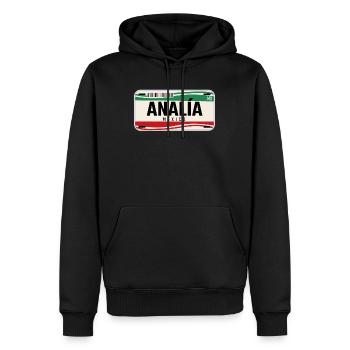 Analia Personalisierte mexikanische Fahrzeugkennzeichen mit Namen - Männer Premium Bio Hoodie - Schwarz - Vorne - Nico (187cm)