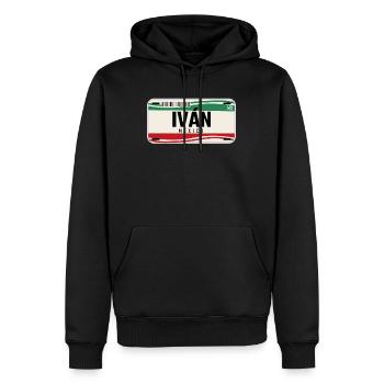 Ivan Personalisierte mexikanische Fahrzeugkennzeichen mit Namen - Männer Premium Bio Hoodie - Schwarz - Vorne - Nico (187cm)
