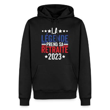 La Légende Prend Sa Retraite 2023 Retraité 2023 - Sweat à capuche Premium bio Homme - noir - Devant - Nico (187cm)