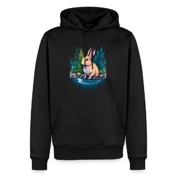 Belle illustration d’un lapin - Sweat à capuche Premium bio Homme - noir - Devant - Nico (187cm)