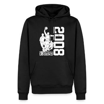 LÉGENDE DU BASKET 2008 18E ANNIVERSAIRE - Sweat à capuche Premium bio Homme - noir - Devant - Nico (187cm)