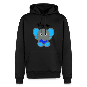 Elephant Blue Hug Me | boys, cute, babe - Men’s Premium Organic Hoodie - black - Front - Nico (187cm)