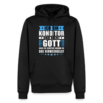 Ich bin Konditor und nicht Gott - Männer Premium Bio Hoodie - Schwarz - Vorne - Nico (187cm)