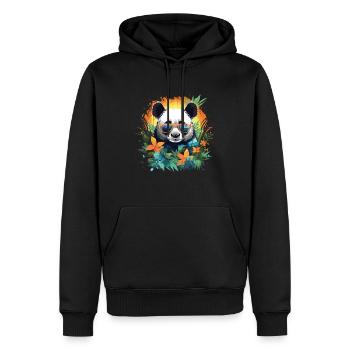 Panda avec lunettes de soleil et fleurs - Sweat à capuche Premium bio Homme - noir - Devant - Nico (187cm)
