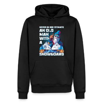 Ne sous-estimez jamais un vieil homme avec un snowboard - Sweat à capuche Premium bio Homme - noir - Devant - Nico (187cm)