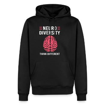 Autisme, Autiste, TDAH, Asperger, Neurodiversité - Sweat à capuche Premium bio Homme - noir - Devant - Nico (187cm)