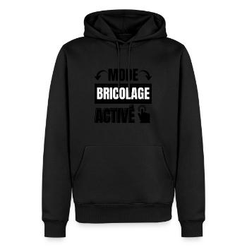 mode bricolage - Sweat à capuche Premium bio Homme - noir - Devant - Nico (187cm)