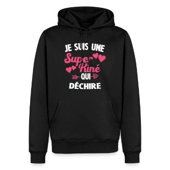 Je suis une Super kiné qui déchire - Sweat à capuche Premium bio Homme - noir - Devant - Nico (187cm)