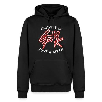 GPNK GRAVITY IS JUST A MYTH - Männer Premium Bio Hoodie - Schwarz - Vorne - Nico (187cm)
