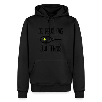 Tennis Fun 🎾 T-shirt - Männer Premium Bio Hoodie - Schwarz - Vorne - Nico (187cm)
