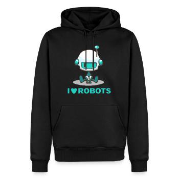 I Love Robots Cute Robot - Men’s Premium Organic Hoodie - black - Front - Nico (187cm)