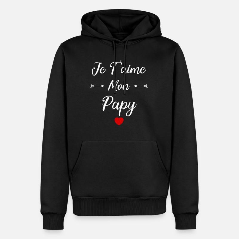 Je t'aime mon papy - Sweat à capuche Premium bio Homme - noir