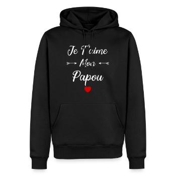 je t'aime mon papou - Sweat à capuche Premium bio Homme - noir - Devant - Nico (187cm)