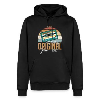 Original Juni 1981 geboren Jahrgang 1981 Retro - Männer Premium Bio Hoodie - Schwarz - Vorne - Nico (187cm)