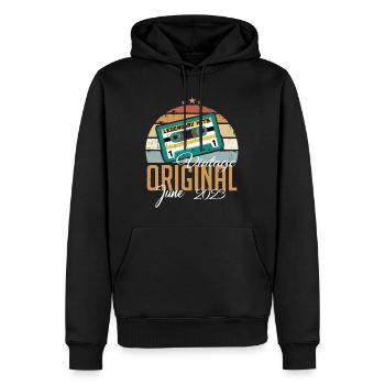 Original Juni 2023 geboren Jahrgang 2023 Retro - Männer Premium Bio Hoodie - Schwarz - Vorne - Nico (187cm)