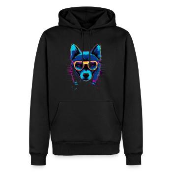 Chien néon pour noir - Sweat à capuche Premium bio Homme - noir - Devant - Nico (187cm)