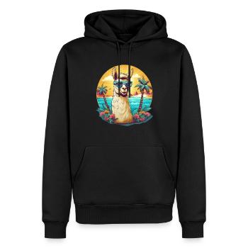 Cool Lama relaxt Strand - Männer Premium Bio Hoodie - Schwarz - Vorne - Nico (187cm)