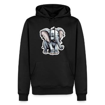 Elefant / Tier / Safari / Zoo / Afrika / Comic - Männer Premium Bio Hoodie - Schwarz - Vorne - Nico (187cm)