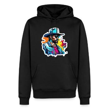 Cowboy / Wilde Westen / Wüste / Lasso / Rodeo - Männer Premium Bio Hoodie - Schwarz - Vorne - Nico (187cm)