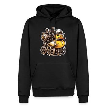 Canard en caoutchouc / canard en caoutchouc / eau / baignoire - Sweat à capuche Premium bio Homme - noir - Devant - Nico (187cm)