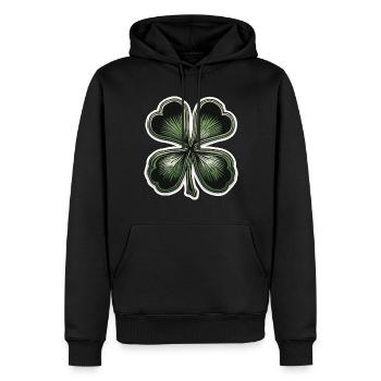 Trèfle / porte-bonheur / symbole / charme irlandais - Sweat à capuche Premium bio Homme - noir - Devant - Nico (187cm)