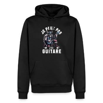 je peux pas j'ai guitare - Sweat à capuche Premium bio Homme - noir - Devant - Nico (187cm)