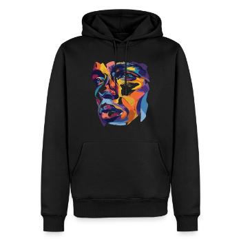 Artful Face Design - Modern Art - Männer Premium Bio Hoodie - Schwarz - Vorne - Nico (187cm)