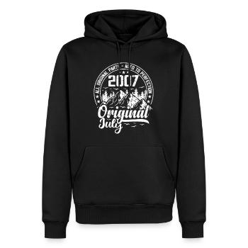 Juli 2007 Original:17 Jahre altes Geburtstagsgeschenk - Männer Premium Bio Hoodie - Schwarz - Vorne - Nico (187cm)