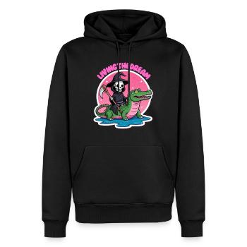 Living the dream - Men’s Premium Organic Hoodie - black - Front - Nico (187cm)