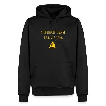 Sailing ship against climate change - Men’s Premium Organic Hoodie - black - Front - Nico (187cm)
