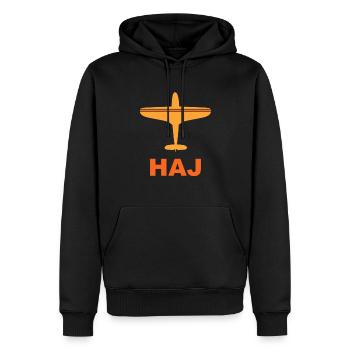 Flughafen Hannover - Deutschland - Männer Premium Bio Hoodie - Schwarz - Vorne - Nico (187cm)