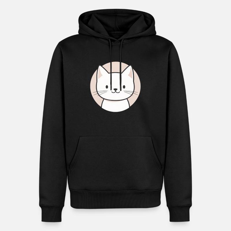Portrait de chat, amoureux des chats, kawaii - Sweat à capuche Premium bio Homme - noir
