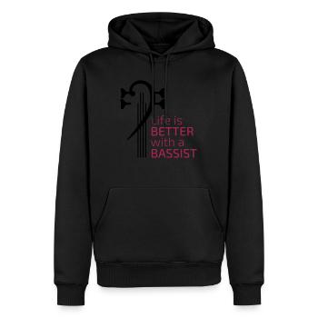 Das Leben ist besser mit einem Bassisten - Männer Premium Bio Hoodie - Schwarz - Vorne - Nico (187cm)