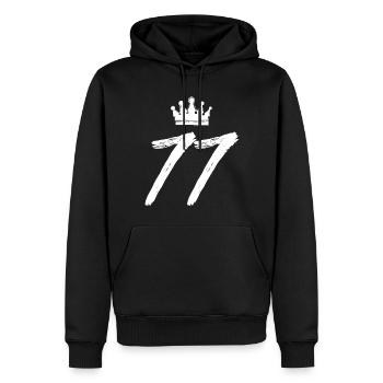 77 Zahl Krone - Männer Premium Bio Hoodie - Schwarz - Vorne - Nico (187cm)