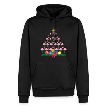 Flamant rose Noël. Cadeau de Noël - Sweat à capuche Premium bio Homme - noir - Devant - Nico (187cm)