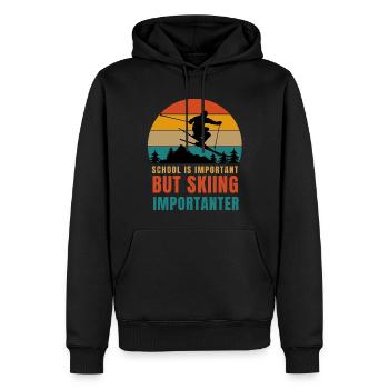 L’école est importante, mais le ski est plus important - Sweat à capuche Premium bio Homme - noir - Devant - Nico (187cm)