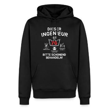 Dieser Ingenieur ist 70. Schonend behandeln - Männer Premium Bio Hoodie - Schwarz - Vorne - Nico (187cm)