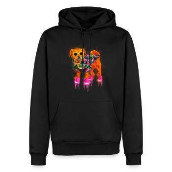 Chien avec lunettes de soleil et chemise hawaïenne - Sweat à capuche Premium bio Homme - noir - Devant - Nico (187cm)